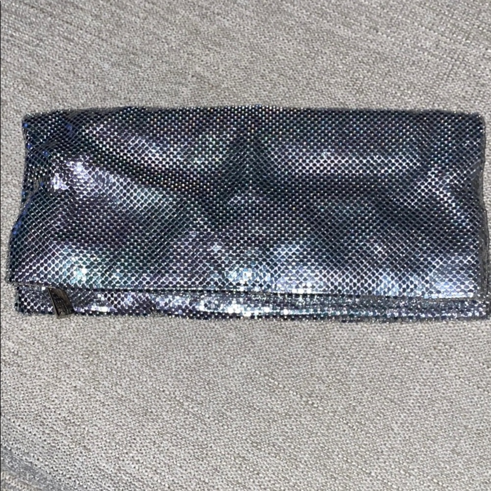 Express silver mesh clutch NWT